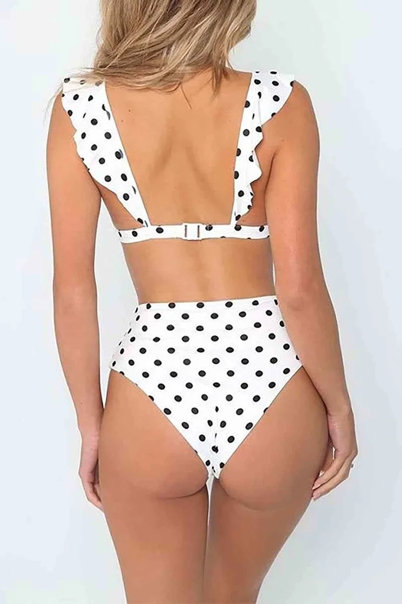 انجلسين Black Polka Dot Bikini Set White