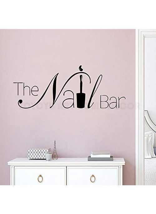 YOYOYU ART HOME DECOR - The Nail Bar Logo Wall Window Sticker Manicure Salon Design Wall Decal Removable Nail Art Wall Sticker (Black, 57x22cm) - Image 1