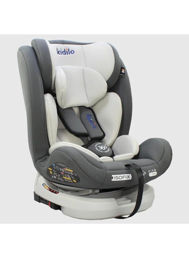 كيديليو مقعد سيارة Kidilo 360 مع نظام Isofix رمز (BXS-223A) رصاصى - Image 3