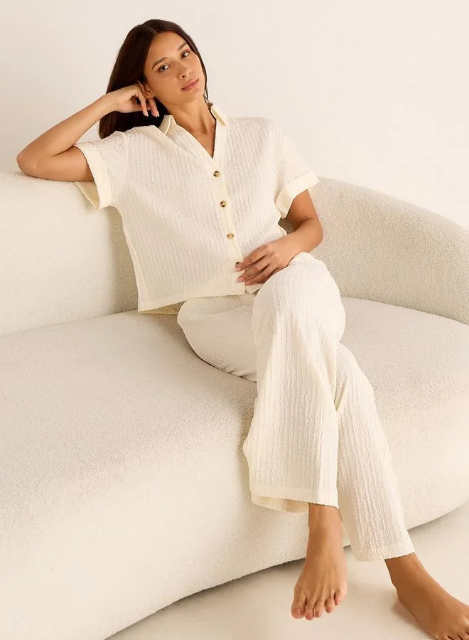 Splash FAV Coord Set with Shirt & Wide Leg Pants