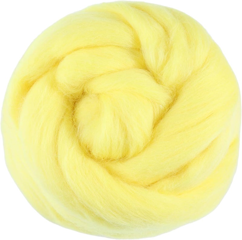 JUPEAN 3.53oz Wool Roving, Fiber Roving Wool Top, Needle Felting Supplies, Pure Wools, Chunky Yarn, Spinning Wools for Needle Felting Wet DIY Hand Spinning (Light Yellow) - Image 1