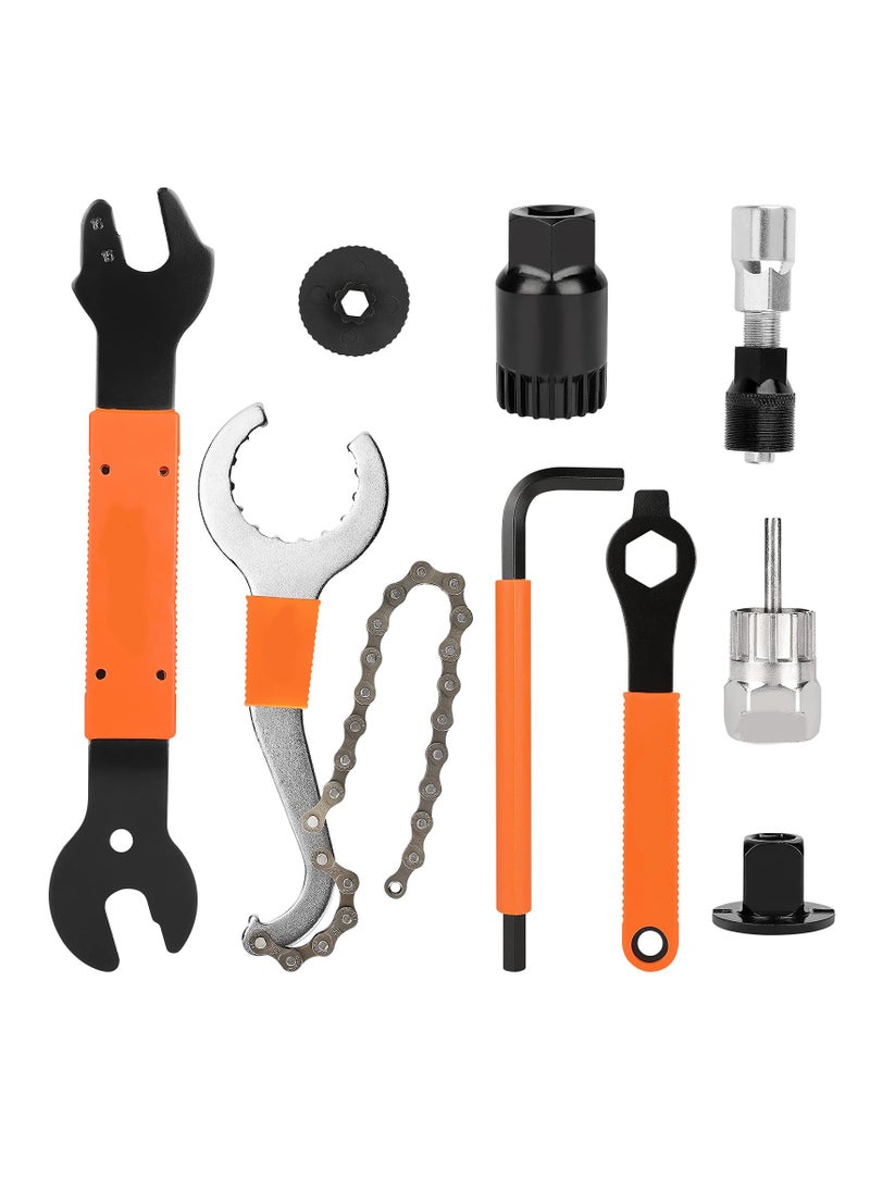 Generic - Comprehensive Bike Repair Tool Kit: Includes Crank Removal Tool, 3-in-1 Cassette Removal Tool, Bottom Bracket Remover, Rotor Lock Ring Tool, Pedal Wrench, and Multi-Purpose Utility Tool. - Image 1