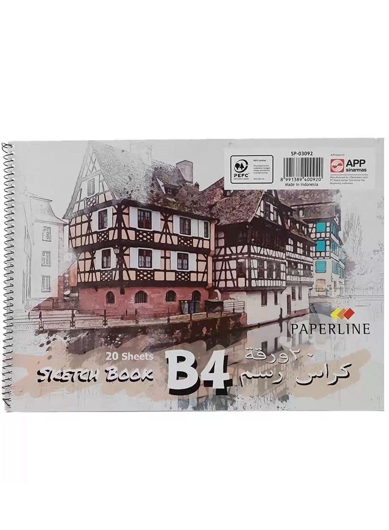 Paperline Sketch Book Plain- B4 Size-20 Sheets- white