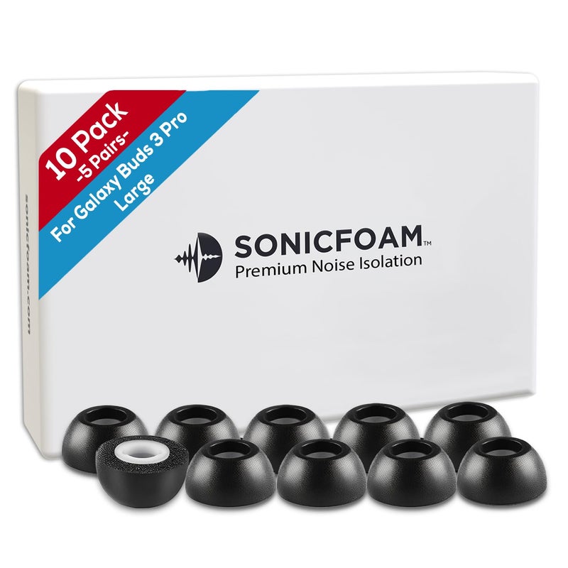 SONICFOAM Noise Isolating Memory Foam Earbuds Earphone Tips, Premium Replacement Foam Earpads, 20 Pack for In-Ear Earphones (SF2 Medium, Black) - Image 1