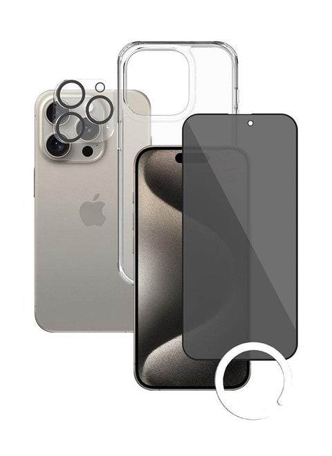 حزمة 3 في 1 لهاتف iPhone 15 Pro Max وزجاج الخصوصية