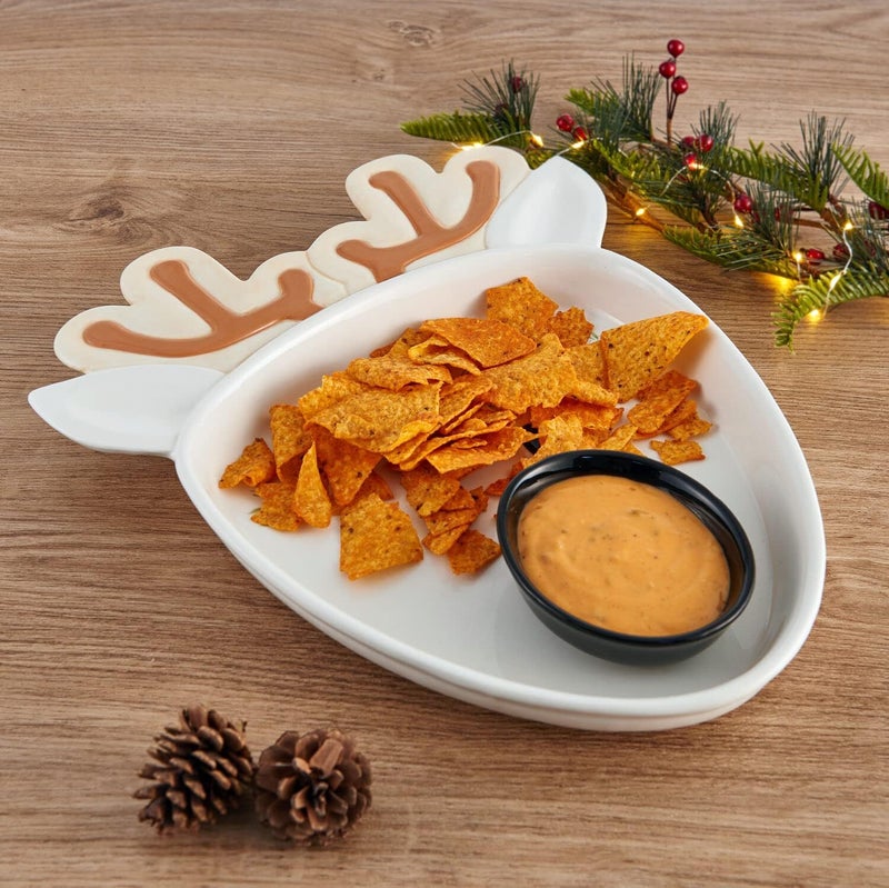 Pfaltzgraff Winterberry Reindeer Chip and Dip Platter 15 Inch White - Image 5