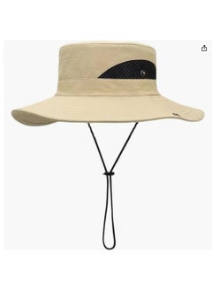 Generic Men Women Sun Hat Cowboy Hat with Straw Wide Brim Bucket Breathable Boonie Hats for Fishing, Hiking, Garden, Beach  - Image 1