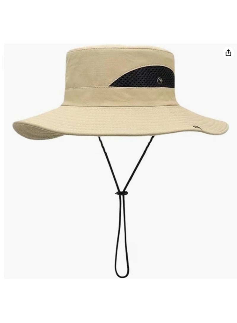 Men Women Sun Hat Cowboy Hat with Straw Wide Brim Bucket Breathable Boonie Hats for Fishing, Hiking, Garden, Beach  - Image 1