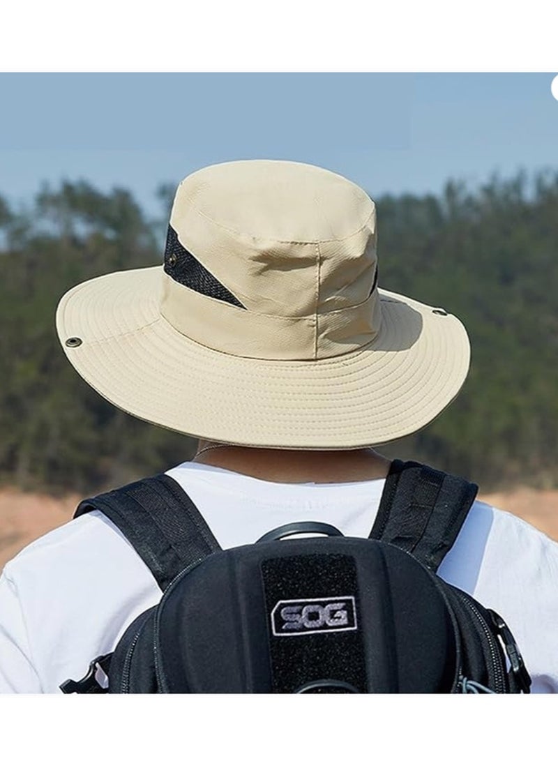 Men Women Sun Hat Cowboy Hat with Straw Wide Brim Bucket Breathable Boonie Hats for Fishing, Hiking, Garden, Beach  - Image 3