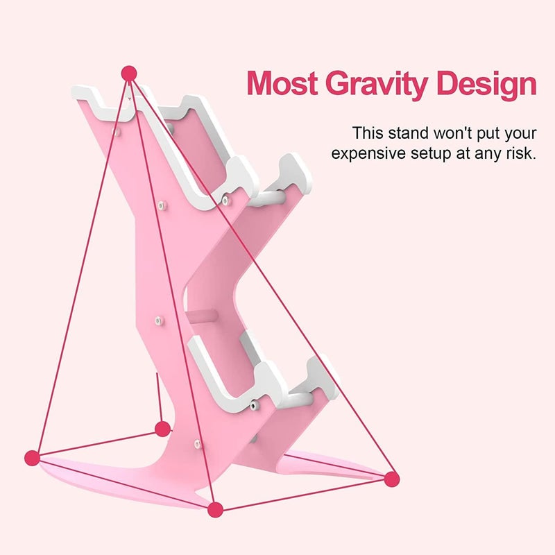 Controller Holder Pink, Game Controller Rack Stand for Xbox Series X S / Xbox One / PS5 / PS4 / Switch / PC, Aluminum Metal Headset Mount Universal Organizer for Video Game Accessories - Image 4