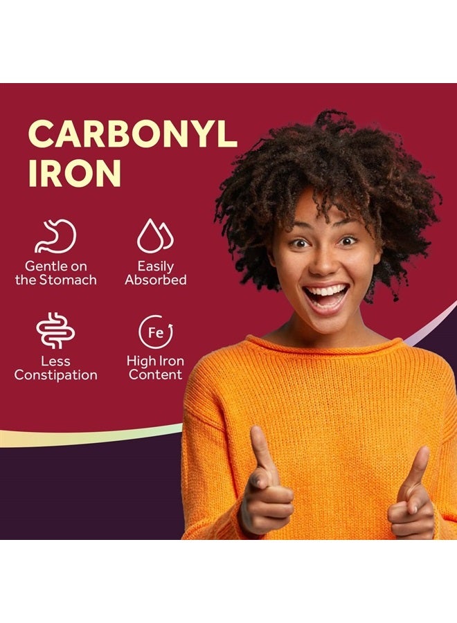 Doctor's Recipes حديد 65 ملغ حديد كربوني مع فيتامين سي، امتصاص معزز سهل على المعدة، تكوين خلايا الدم، صحة القلب، الدم، الدماغ، العضلات والمناعة، نباتي غير معدل وراثيًا 60 قرص