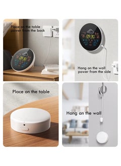 ارواق Tuya WIFI محطة الطقس الذكية ساعة منبه توقعات الطقس مستشعر درجة الحرارة مقياس الحرارة الرطوبة الرقمي  - Image 5