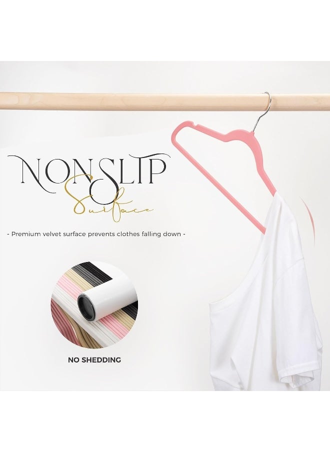 HOUSE DAY - HOUSE DAY Premium Velvet Hangers, Non-Slip Thin Flocked Felt Hangers, Sturdy Clothes Hangers Heavy Duty Coat Hangers & Suit Hangers, Durable Suit Hangers for Closet Space Saving (20 Pack, Lt Pink) - Image 1