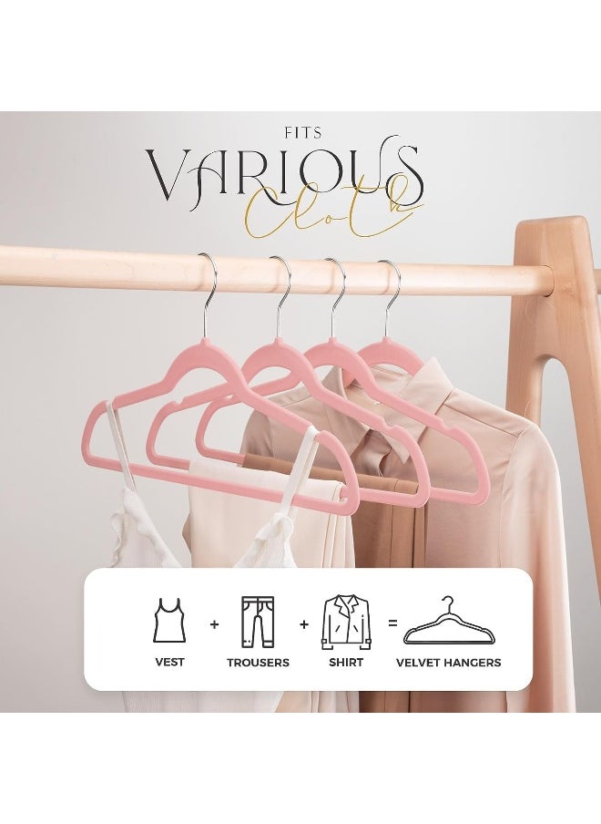 HOUSE DAY - HOUSE DAY Premium Velvet Hangers, Non-Slip Thin Flocked Felt Hangers, Sturdy Clothes Hangers Heavy Duty Coat Hangers & Suit Hangers, Durable Suit Hangers for Closet Space Saving (20 Pack, Lt Pink) - Image 1