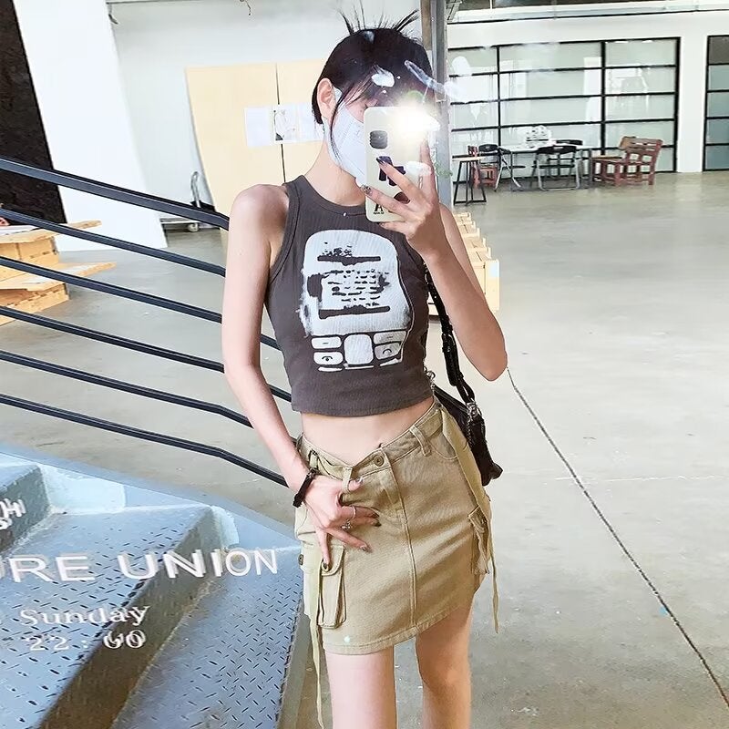 Spice Girls Workwear Style Skirt Summer Anti-Glare High Waist A- Shape Denim Hip Skirt Female Student - Image 1