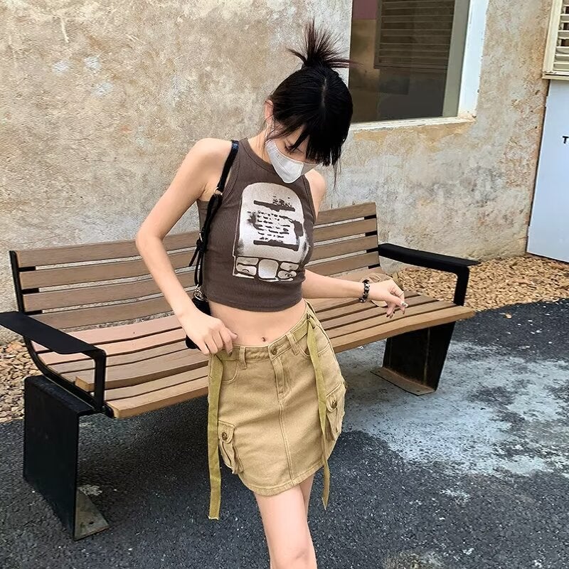 Spice Girls Workwear Style Skirt Summer Anti-Glare High Waist A- Shape Denim Hip Skirt Female Student - Image 4