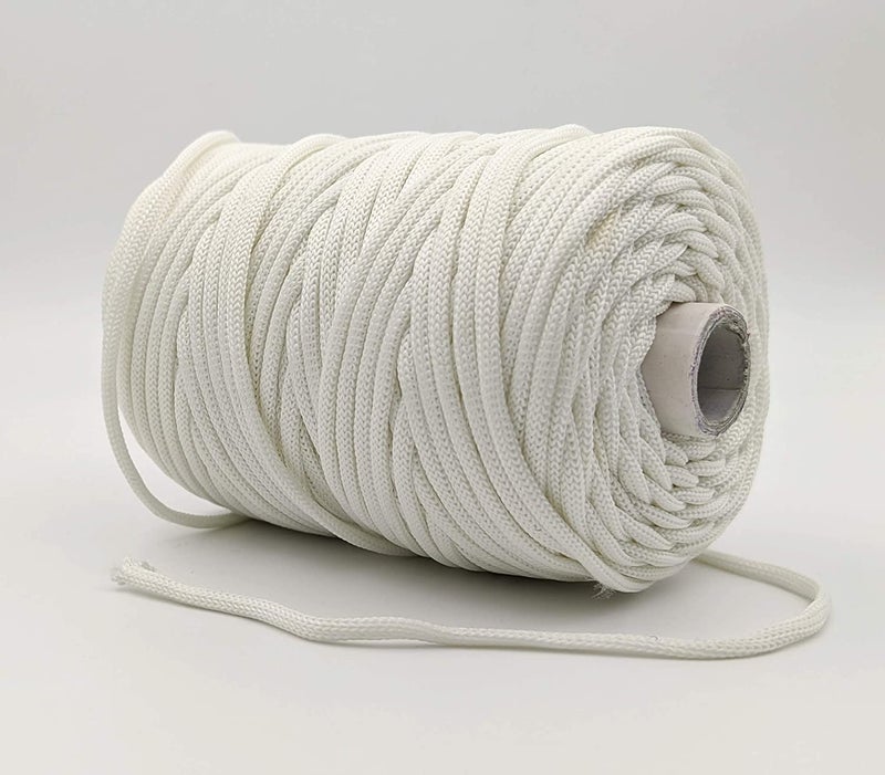 BOBBINY | Braided/Knitted Nylon Macrame PP Knot Thread and Beading Cord Rope | White | 3mm,100Mtr. - Image 4
