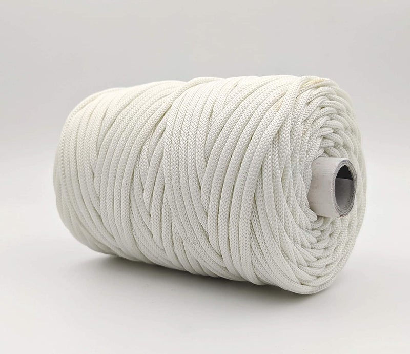 BOBBINY | Braided/Knitted Nylon Macrame PP Knot Thread and Beading Cord Rope | White | 3mm,100Mtr. - Image 3