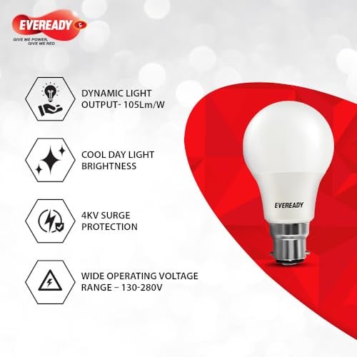 Eveready 5WPK10 Base B22 5-Watt LED Bulb (Cool Day Light) - Pack of 10 - Image 4