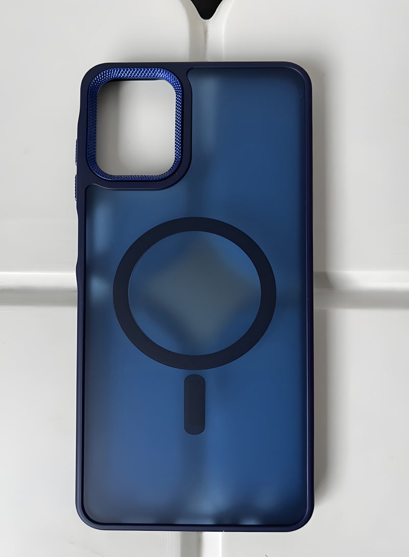 جراب مغناطيسي مقاوم للصدمات لهاتف Samsung Galaxy A07 مع إطار معدني للكاميرا - غطاء مغناطيسي أنيق غير لامع للرجال والنساء والشباب ويدعم الماج سيف والشحن اللاسلكي - مضاد لبصمات الأصابع، وحماية للكاميرا، ومقاوم للسقوط (أزرق) - Image 2