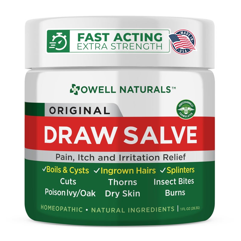 OWELL Naturals Drawing Salve Ointment for Boil & Cyst Removal, Deep Ingrown Hair, Splinter Remover, Bug Spider Bites, Bee Sting, Mosquito Itching, Poison Ivy - Image 1