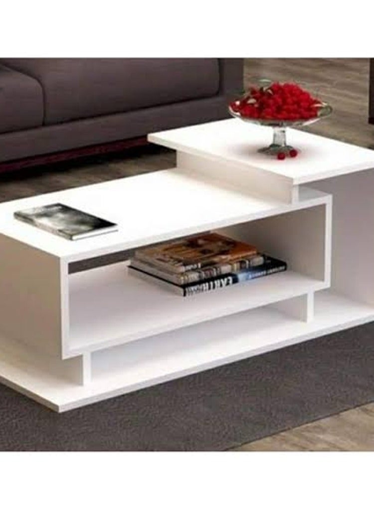 Joints طاولة القهوة الأبيض Engineered Wood 80x50x42  - Image 1