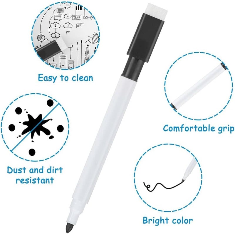 Excefore Whiteboard Markers - 20Pcs Magnetic Dry Erase Pens With Eraser Cap - Fine Tip Whiteboard Pens For Kids - Convenient & Quick To Use - Ideal For School & Office (Black) - Image 3