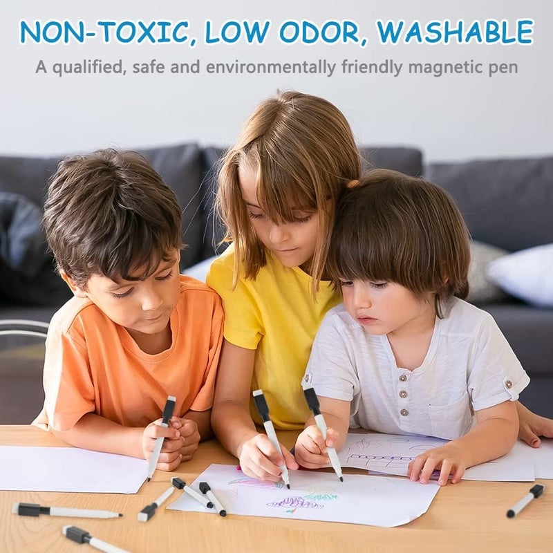 Excefore Whiteboard Markers - 20Pcs Magnetic Dry Erase Pens With Eraser Cap - Fine Tip Whiteboard Pens For Kids - Convenient & Quick To Use - Ideal For School & Office (Black) - Image 2