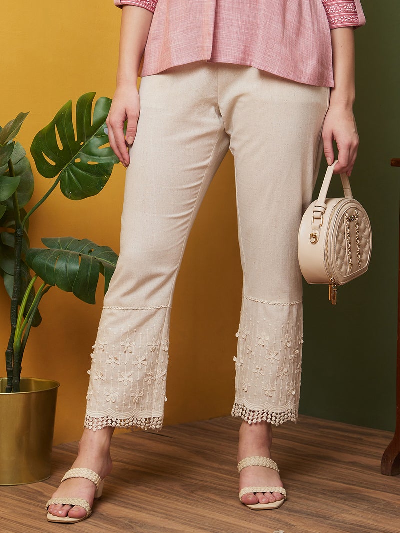 globus Women Floral Applique Lace Detailed Trouser - Image 1