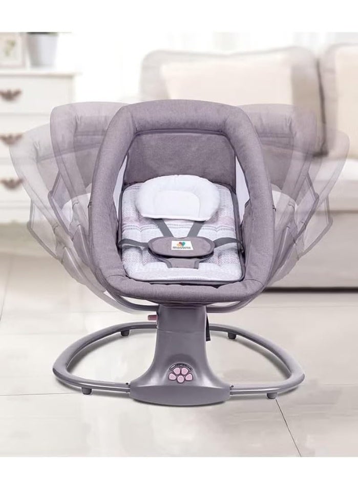 3-in-1 Baby Bassinet and Rocking Chair, Multifunction Infant Soothing Cradle with Canopy and Hanging Toys, Suitable from Birth to 36 Months, Grey - Image 3