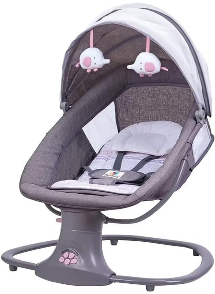 3-in-1 Baby Bassinet and Rocking Chair, Multifunction Infant Soothing Cradle with Canopy and Hanging Toys, Suitable from Birth to 36 Months, Grey - Image 1