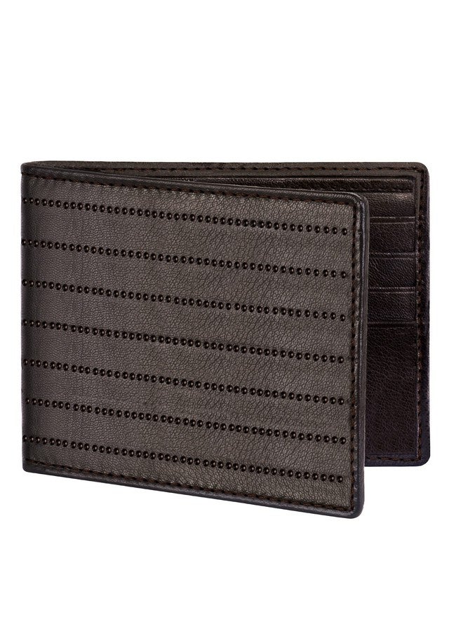 LORENZ¬Æ Bi-Fold Embossed Dotted Lines Premium Dark Brown RFID Blocking Leather Wallet for Men | Soft Nappa Men's Leather Wallet | GL-54 - Image 1