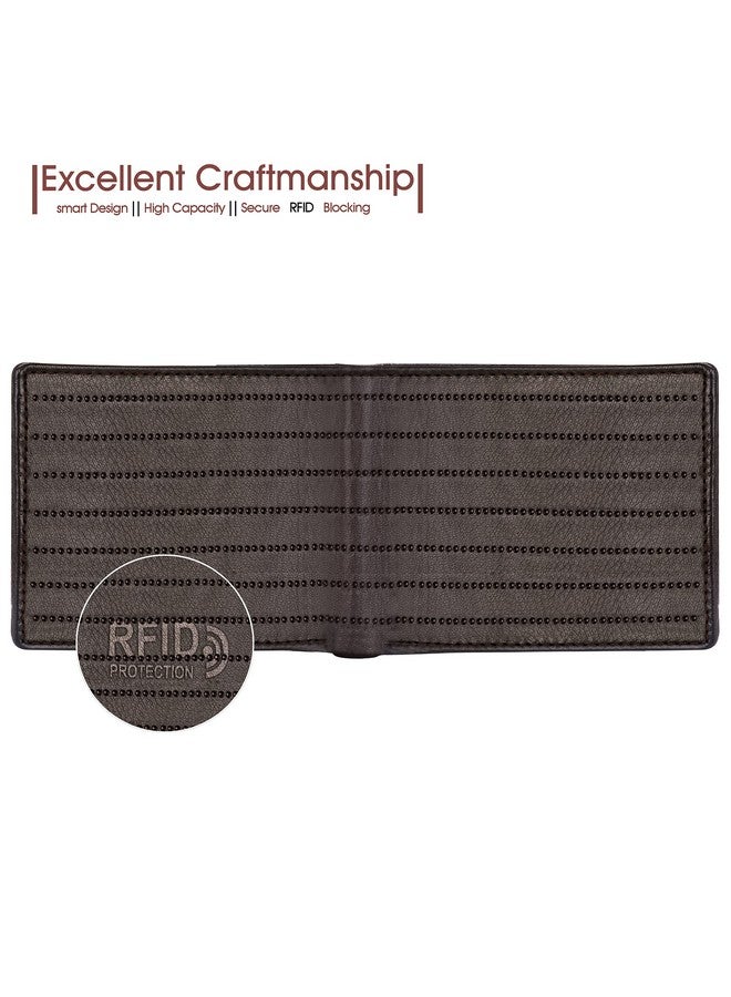LORENZ¬Æ Bi-Fold Embossed Dotted Lines Premium Dark Brown RFID Blocking Leather Wallet for Men | Soft Nappa Men's Leather Wallet | GL-54 - Image 4