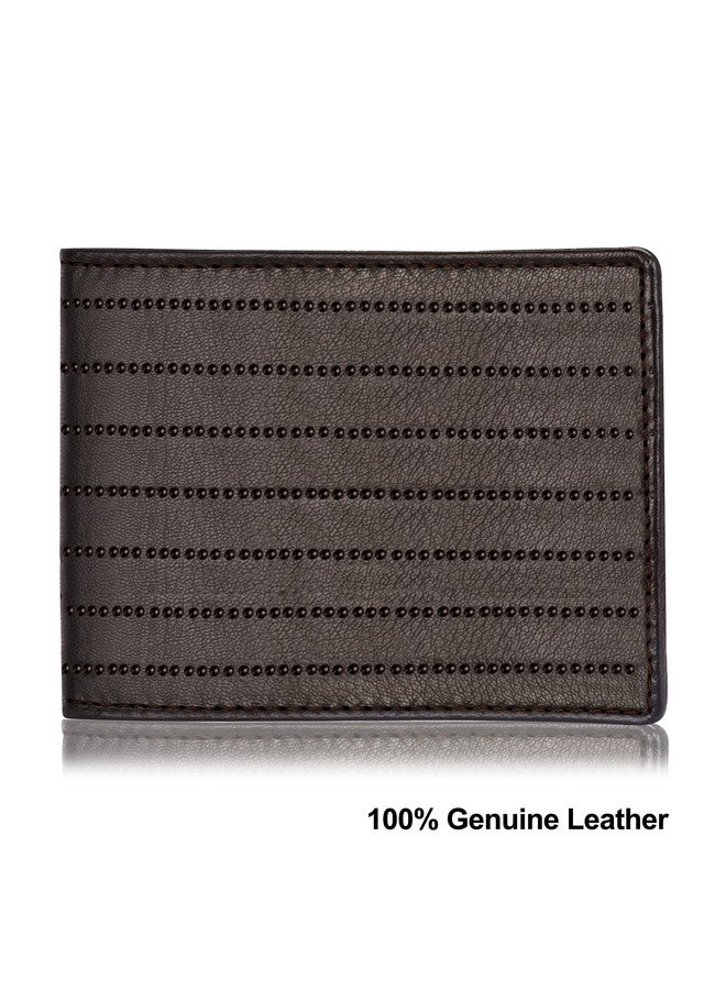 LORENZ¬Æ Bi-Fold Embossed Dotted Lines Premium Dark Brown RFID Blocking Leather Wallet for Men | Soft Nappa Men's Leather Wallet | GL-54 - Image 2