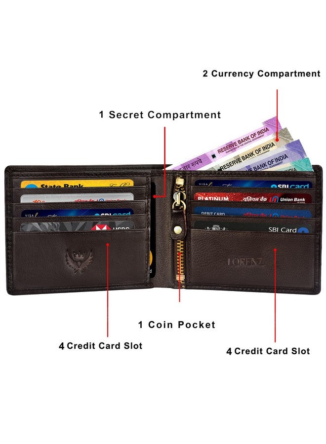LORENZ¬Æ Bi-Fold Embossed Dotted Lines Premium Dark Brown RFID Blocking Leather Wallet for Men | Soft Nappa Men's Leather Wallet | GL-54 - Image 3