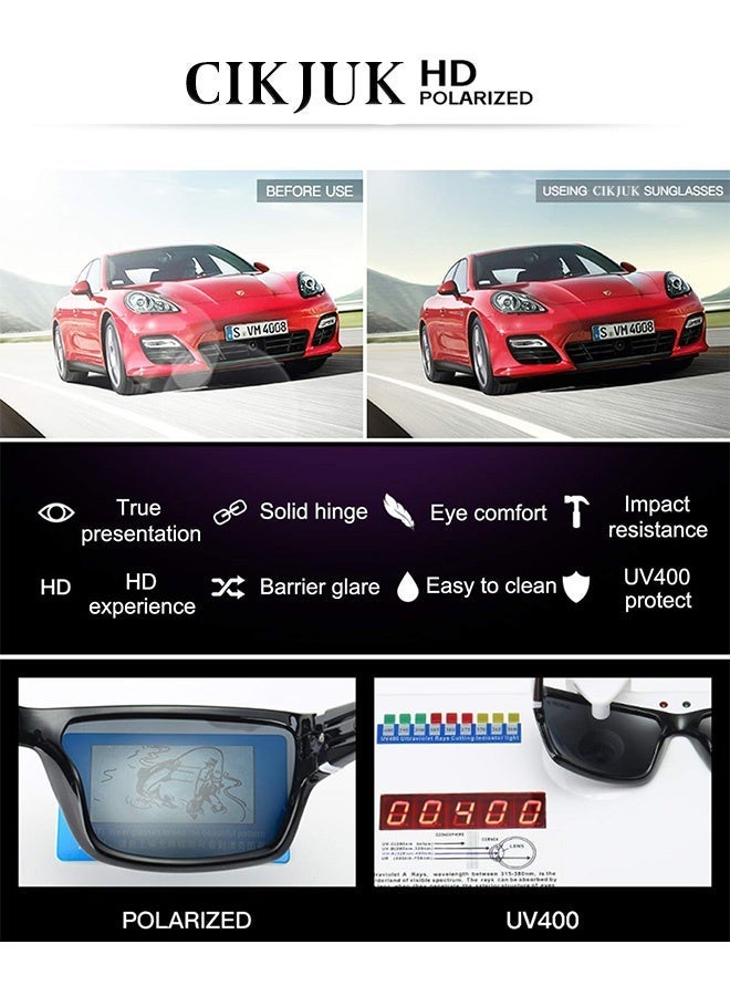 CIKJUK Polarized Sunglasses for Men Women HD UV400 Protection Sun Glasses Stylish Design Men's Women's Sunglass Square Mens Shades Fashion Man Eyewear Black - Image 3