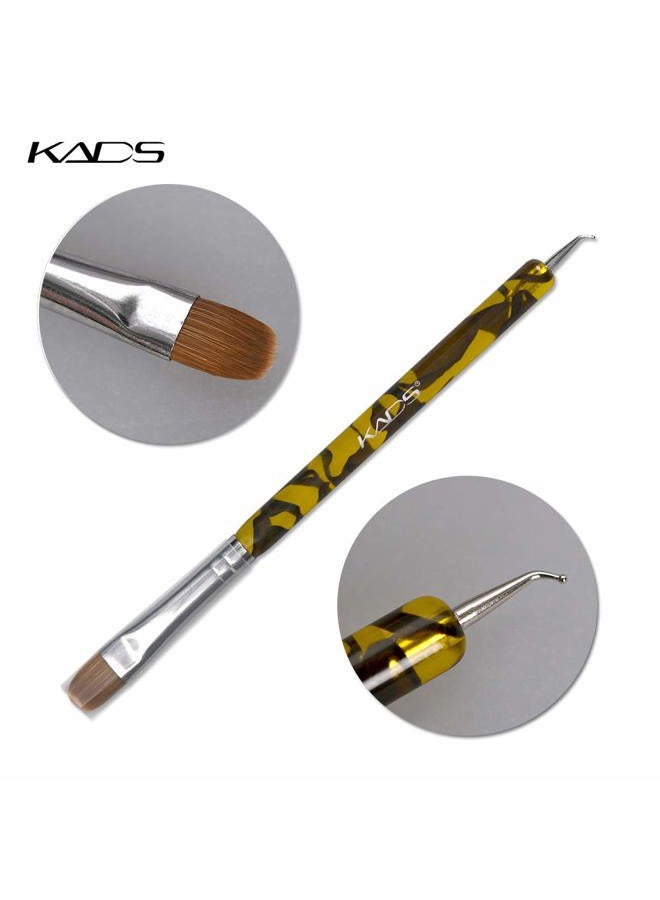 KADS Kolinsky Sable Brush 2 Way Acrylic Professional French Manicure Clean-up Brush Nail Art Brush Bend Nail Dotting Pen - Image 2