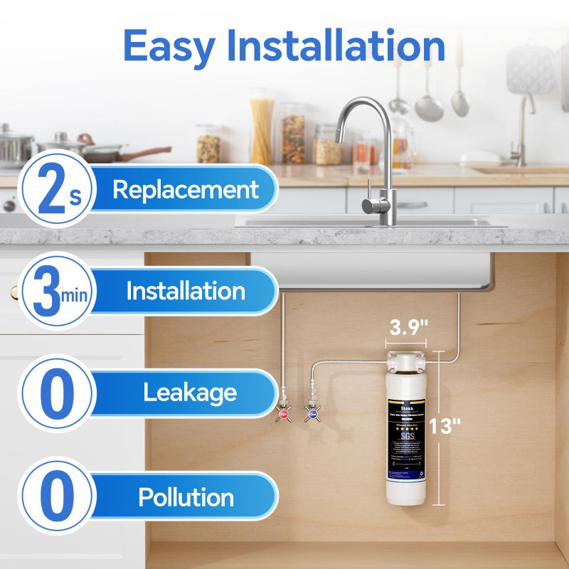 Stokk UC50 Under Sink Water Filter, Reduces Lead, Chlorine, Bad Taste & Odor, 26000 Gallons Under Counter Water Filter Systems Direct Connect to Kitchen Faucet, NSF/ANSI 372& 42& 53 - Image 5