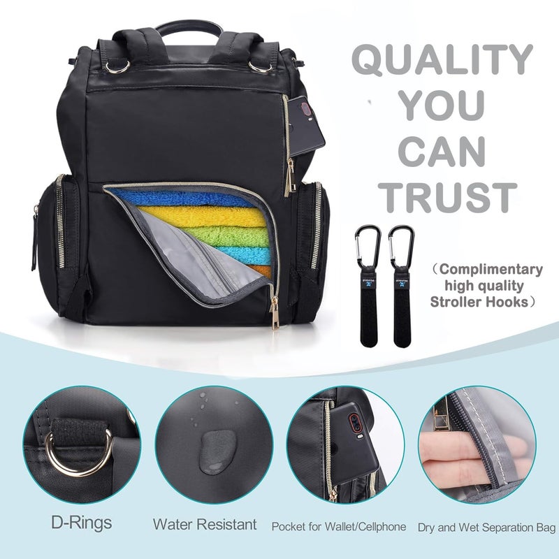 Hafmall Diaper Backpack Diaper Bag with Stroller Hooks, PaÃ±aleras para Bebe, Diaper Backpack for Mom - Image 3
