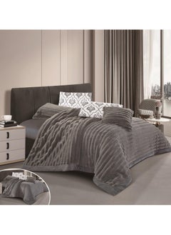 RedRose Elaf Velvet Striped Double Winter Bedspread 7 Pieces Set  - Image 1