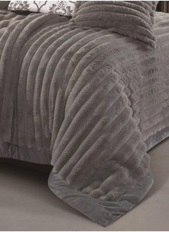 RedRose Elaf Velvet Striped Double Winter Bedspread 7 Pieces Set  - Image 2