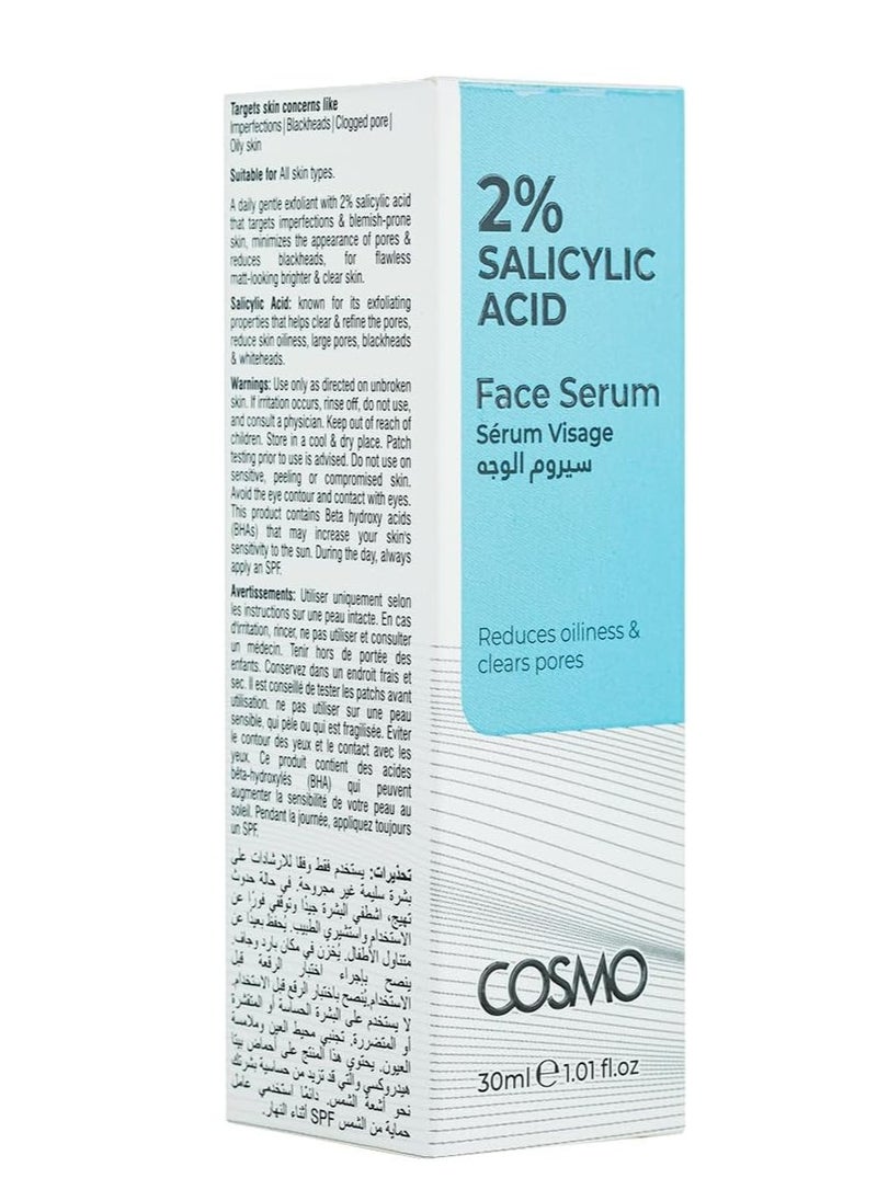COSMO Cosmo 2 % Salicylic Acid Reduces Oiliness Clear Pores Face Serum 30ml, For Men & Women  - Image 2