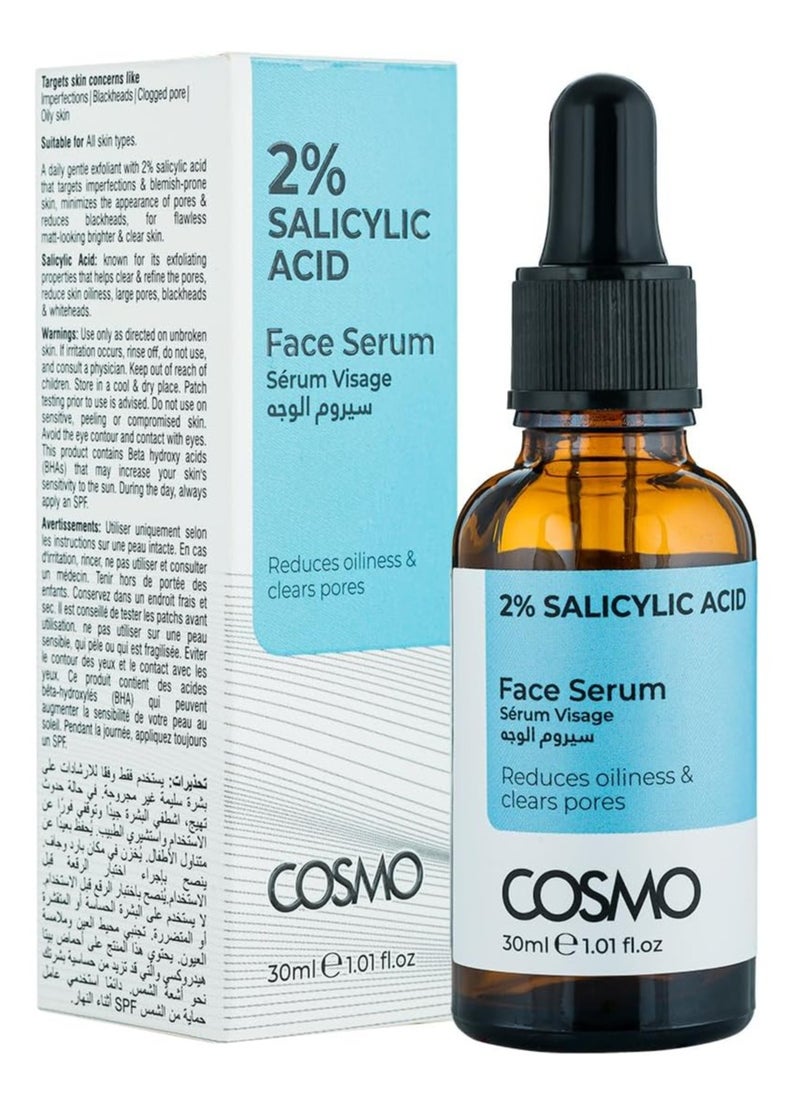COSMO Cosmo 2 % Salicylic Acid Reduces Oiliness Clear Pores Face Serum 30ml, For Men & Women  - Image 3