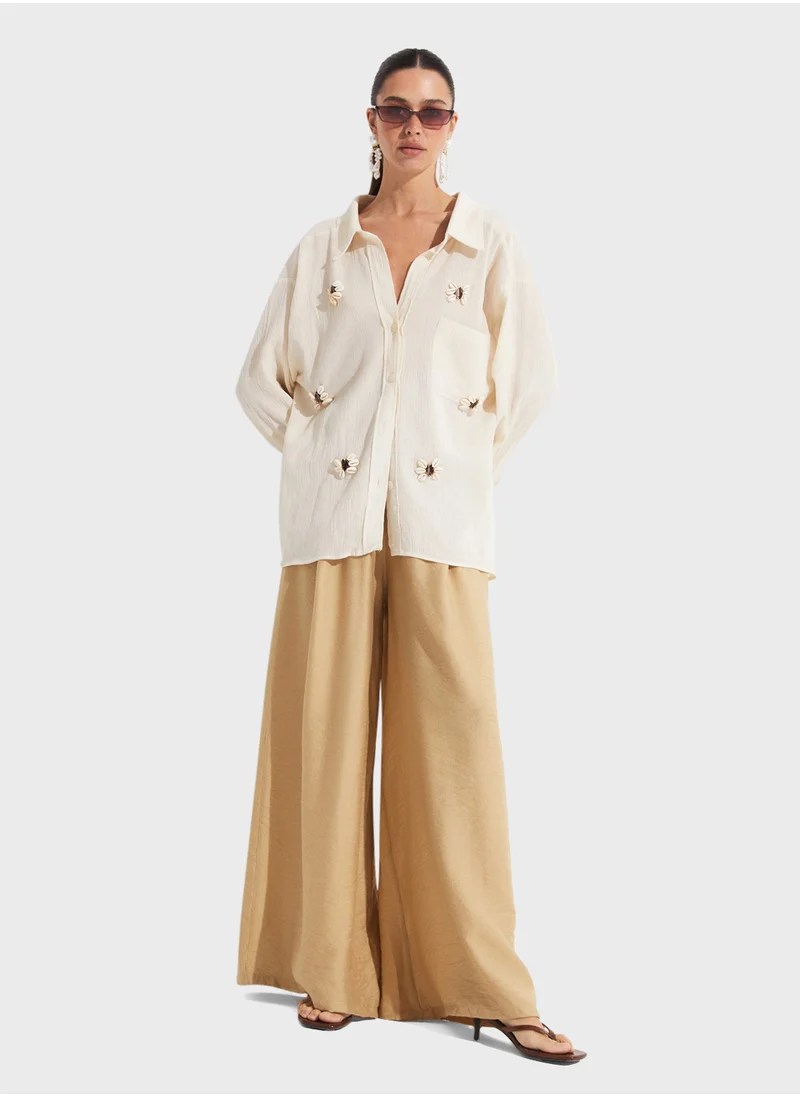 جون Embroidered Button Down Shirt