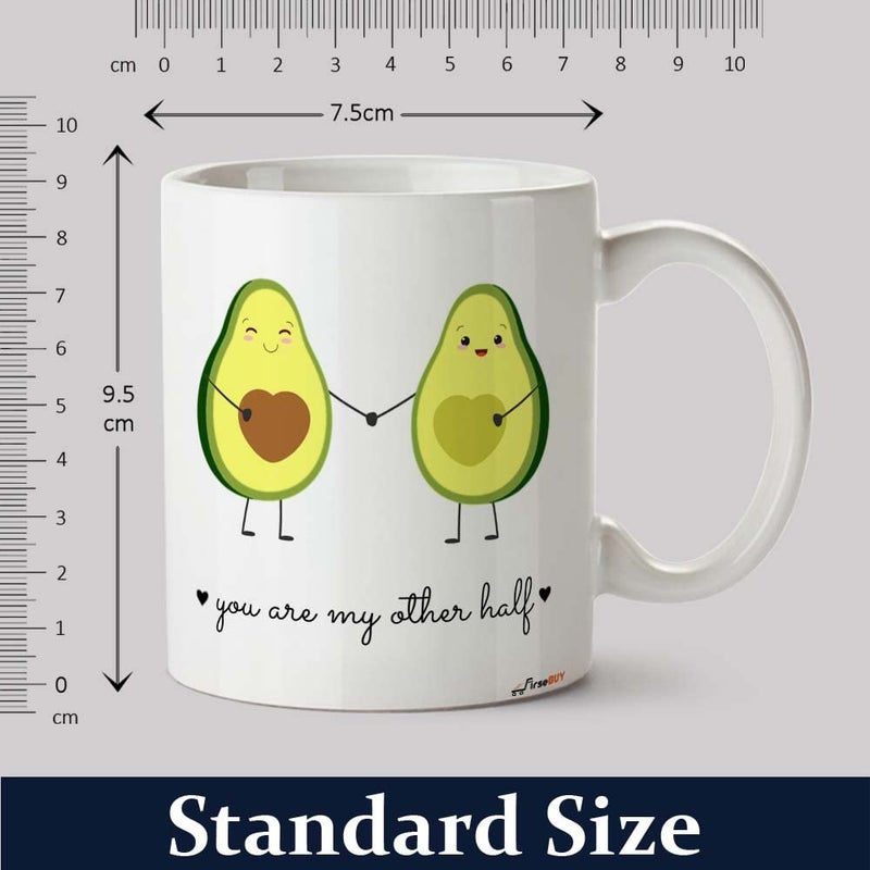 FirseBUY You are My Other Half Funny Printed Ceramic 11 Ounce Coffee Mugs Tea Cup Gifts for Women and Men White - Image 5