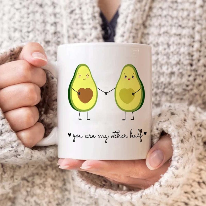FirseBUY You are My Other Half Funny Printed Ceramic 11 Ounce Coffee Mugs Tea Cup Gifts for Women and Men White - Image 2