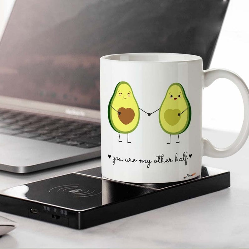 FirseBUY You are My Other Half Funny Printed Ceramic 11 Ounce Coffee Mugs Tea Cup Gifts for Women and Men White - Image 3