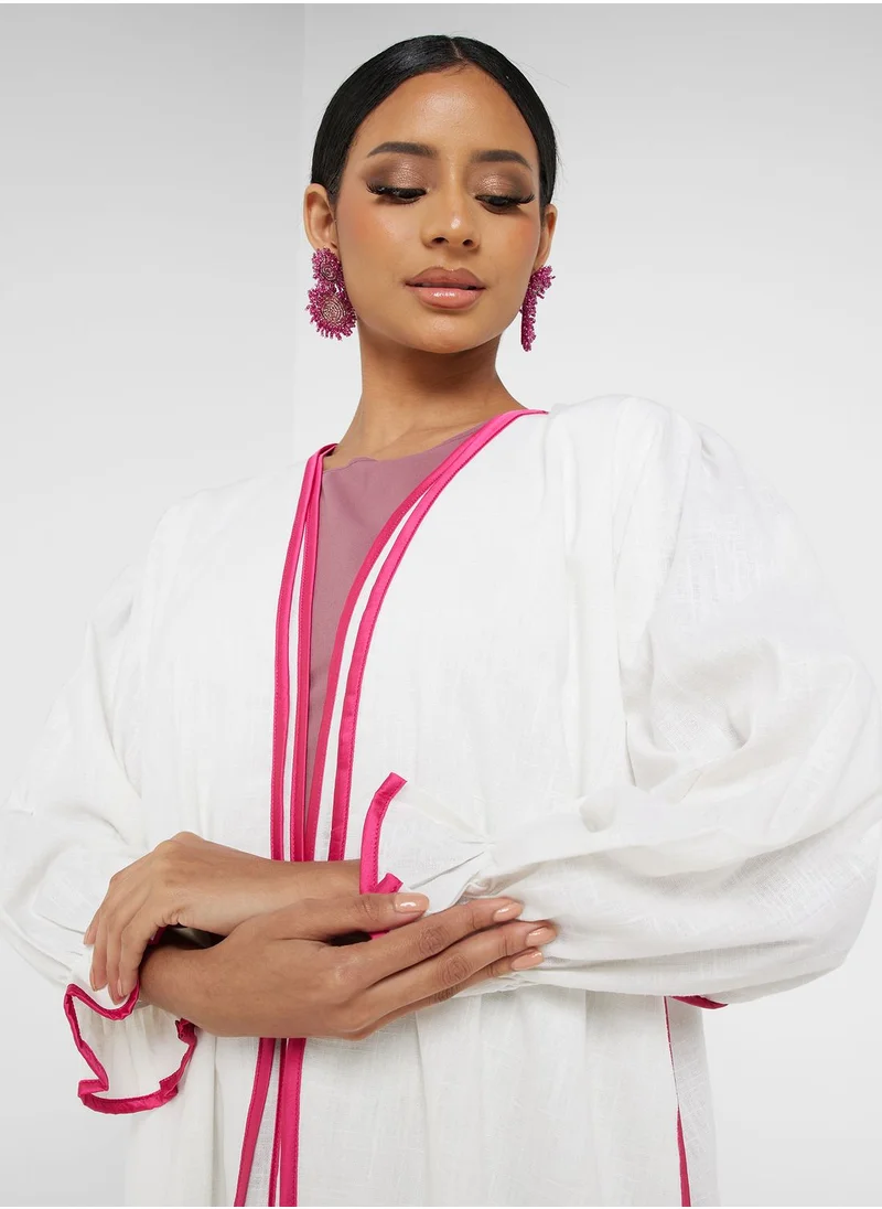 Khizana Contrast Trim Abaya With Sheila