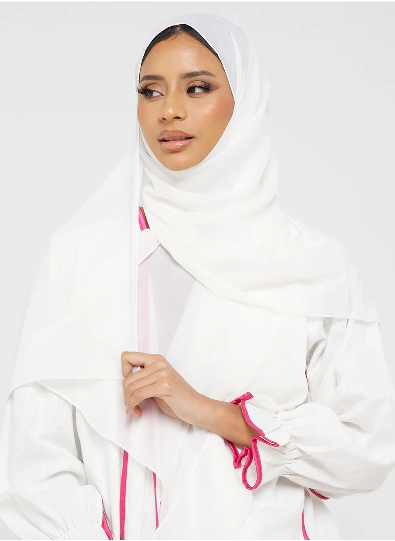 Khizana Contrast Trim Abaya With Sheila