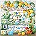 cocomigo 298Pcs One a Saurus Birthday Decorations Serves 25 Guests Onestop Dinosaur 1st Party Pack with Plates Candle Party Hat Backdrop Tablecloth Balloon Arch for 1st Birthday Decorations Boy - Image 3